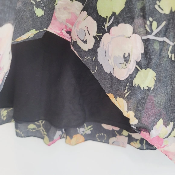 American Living Black Floral Print A-Line Skirt Women's Size 6 - Picture 6 of 11